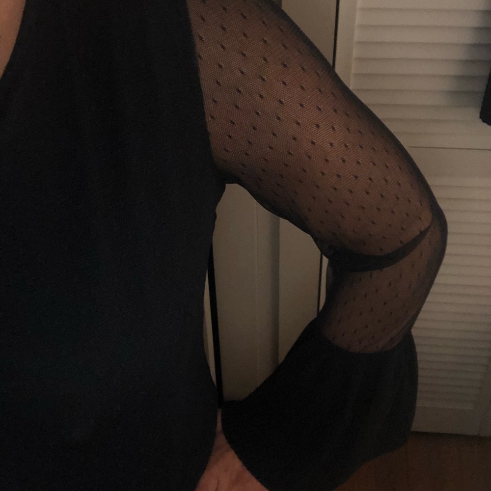 NWT Ann Taylor factory black mesh sleeve   Shirt